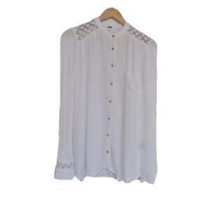 Free People Crochet Accent Eyelet Cutout Blouse size Small